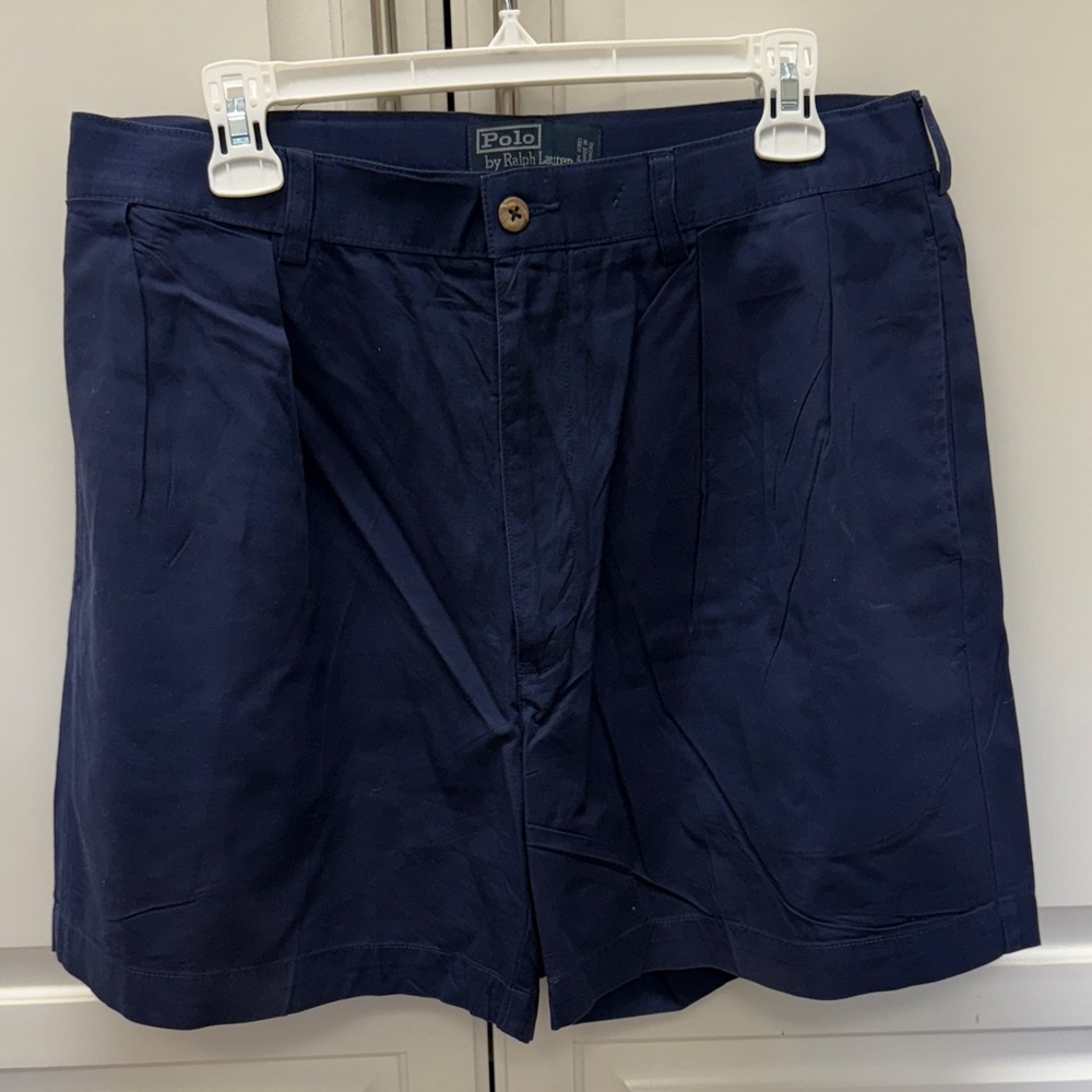 Polo by Ralph Lauren Men's Dark Blue Pleated Front Shorts